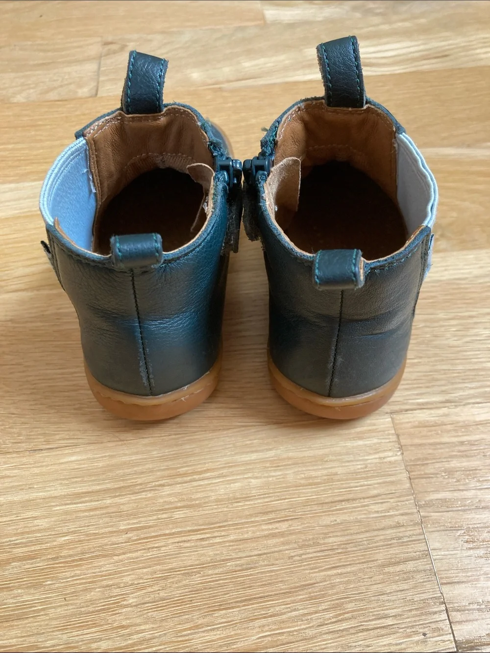 Camper Peu Green Leather Boots for Kids